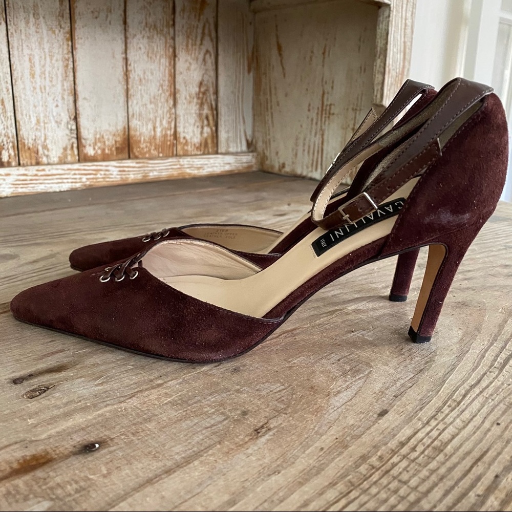 Cavallini Burgundy Suede Heels Size 8
